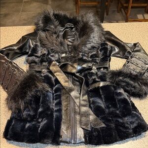 Killstar carpe noctem fuzzy fur studded jacket